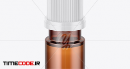 دانلود موکاپ قطره دارویی Small Amber Glass Bottle Mockup
