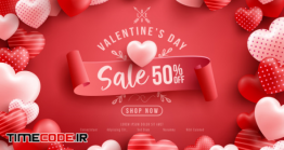 دانلود وکتور بنر تبلیغاتی تخفیف روز ولنتاین Valentine’s Day Sale 50% Off Poster