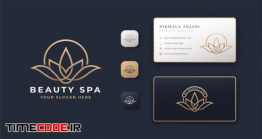 دانلود فایل آماده لوگو یوگا با طرح گل Beauty Spa Lotus Logo And Business Card Design