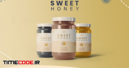 دانلود موکاپ شیشه عسل Honey Jars With Label Mockup