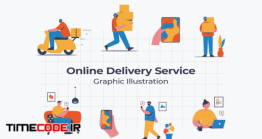دانلود وکتور سفارش آنلاین و ارسال کالا Online Delivery Service Graphic Illustration