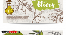 دانلود طرح لایه باز بنر تبلیغاتی روغن زیتون Set Of Olive Oil Flyers