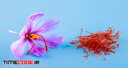 دانلود عکس گل زعفران Crocus Flower And Dried Spice Saffron Stamens
