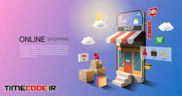 دانلود بنر لایه باز خرید آنلاین و دلیوری Online Shopping Concept