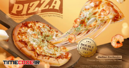 دانلود طرح لایه باز بنر پیتزا فروشی Tasty Seafood Pizza Ads With Stringy Cheese