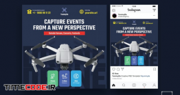 دانلود فایل لایه باز پست تبلیغاتی اینستاگرام پهباد UAV Drone Square Flyer & Instagram Post