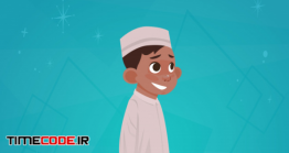 دانلود وکتور پسر مسلمان  Arab Boy Small Cartoon Character