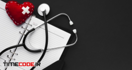 دانلود عکس مفهومی پزشکی Black And White Medical Concept With Stethoscope And Red Heart