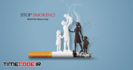 دانلود عکس مفهومی ترک سیگار + فایل لایه باز No Smoking And World No Tobacco Day With Family
