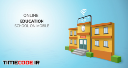 دانلود بنر آموزش آنلاین از طریق موبایل Digital Online School Education On Phone.