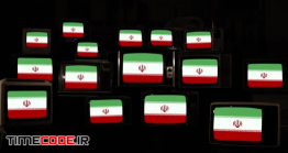 دانلود استوک فوتیج تلویزیون با پرچم ایران Flags Of Iran On Many Retro TVs.