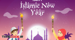 دانلود بنر سال نو مبارک مسلمانان  Happy Islamic New Year Vector Illustration