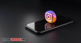 دانلود عکس لوگو اینستاگرام روی گوشی Instagram Logo Icon Over Smartphone