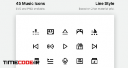 دانلود 45 آیکون موسیقی  Music Line Icons