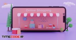 دانلود عکس بنر تبلیغاتی فروشگاه آنلاین  Online Store In Smartphone. Digital Marketing And Shopping