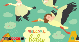 دانلود کلیپ آرت پرواز لک لکها با بچه ها در آسمان Storks Is Flying In The Sky With Babies