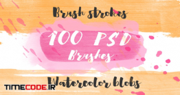 دانلود 100 براش آبرنگ برای فتوشاپ Handdrawn Brushes For PSD