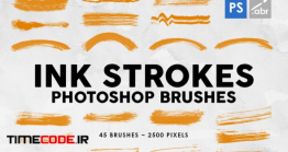دانلود 45 براش قلمو جوهری فتوشاپ Ink Strokes Photoshop Stamp Brushes