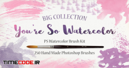 دانلود 250 براش آبرنگ برای فتوشاپ PS Watercolor Brush Kit 250 Brushes