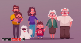 دانلود وکتور خانواده شاد در کنار یکدیگر Big Happy Family Together Illustration