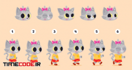 دانلود وکتور کارتونی گربه Cartoon Character Animation Frames Set