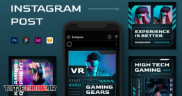 دانلود قالب آماده پست بازی کامپیوتری اینستاگرام Instagram Gaming