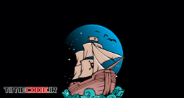 دانلود فایل لایه باز لوگو با طرح کشتی و کره زمین Ship Adventure Logo Template
