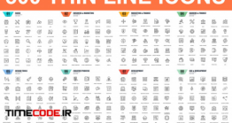 دانلود مجموعه 300 آیکون خطی Simple Set Of Vector Thin Line Icons