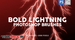 دانلود 30 براش صاعقه فتوشاپ Bold Lightning Photoshop Stamp Brushes