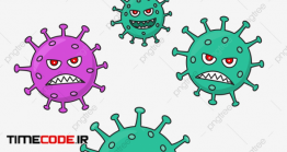دانلود کلیپ آرت ویروس کرونا Corona Virus Cartoon Vector Illustration