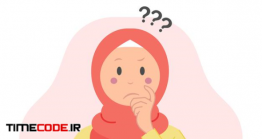 دانلود وکتور زن مسلمان در حال پرسش Cute Muslim Woman Ask Question