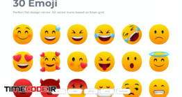 دانلود 30 آیکون ایموجی Emoji Icons – Flat