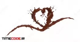 دانلود عکس شکلات با طرح قلب Chocolate Splash Heart Shape On White