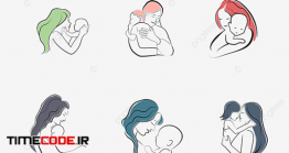 دانلود وکتور مادر و کودک Mother And Baby Painting Illustration Vector