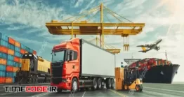 دانلود عکس کامیون و کشتی باربری System Logistics Of Truk Container Cargo Ship