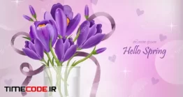 دانلود وکتور گل زعفران Crocus Ultra Violet Flowers Bouquet