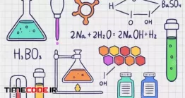 دانلود وکتور المان های آزمایشگاهی و فرمول شیمیایی Hand Drawn Chemistry Background