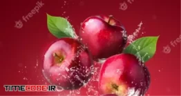 دانلود عکس تبلیغاتی سیب در آب Water Splashing On Fresh Red Apples