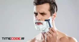 دانلود عکس مرد در حال اصلاح صورت Concentrated Man Has A Shave