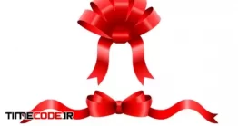 دانلود وکتور روبان قرمز Christmas Fun Red Ribbons Set