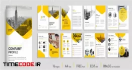 دانلود لایه باز بروشور شرکتی Company Profile Template Design With Yellow Color Shapes