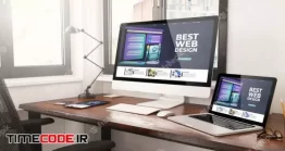 دانلود عکس میز کار با کامپیوتر و لپ تاپ Devices With Responsive Web Design Desktop