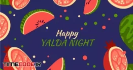 دانلود وکتور شب یلدا Flat Design Happy Yalda Background With Pomegranate