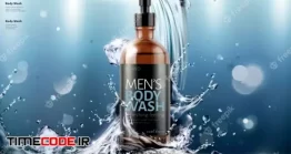 دانلود پوستر لایه باز تبلیغاتی شامپو Men’s Body Wash Ads With Splashing Water