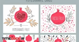 دانلود فایل لایه باز کارت شب یلدا Pomegranate And Leaves Card Collection
