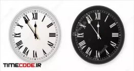 دانلود وکتور ساعت دیواری سیاه و سفید White And Black Wall Office Clock Icon Set