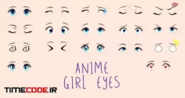 دانلود فوتیج آلفا چشم های کارتونی Anime Girl Eyes