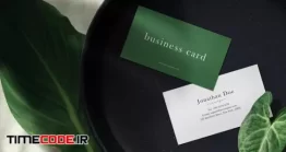 دانلود رایگان موکاپ کارت ویزیت Clean Minimal Business Card Mockup On Black Stone Plate