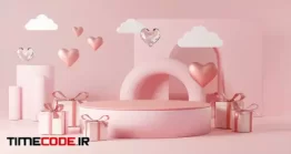دانلود بک گراند موشن گرافیک برای معرفی محصول Pink Podium With Hearts Loop