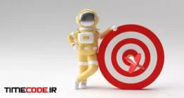 دانلود عکس فضانورد با سیبل 3d Render Astronaut With Target 3d Illustration Design